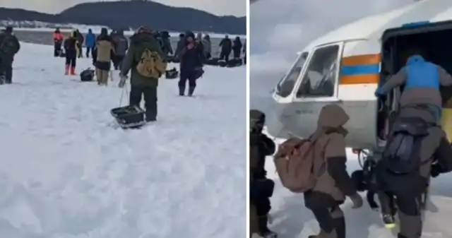  Rosyjscy rybacy utknęli na dryfującej krze. Nie wszyscy chcieli się ratować bez zdobyczy