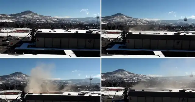  Dach liceum runął w kilka sekund. Pracujący na wysięgniku mieli ogromne szczęście